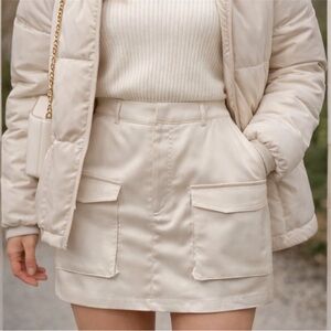 Grey Lab Cream Cargo Mini Skirt Size Small Satin Utility Winter White Y2K